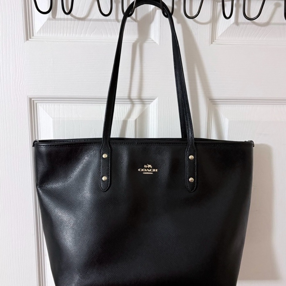 Coach City Zip Tote Bag Black Leather